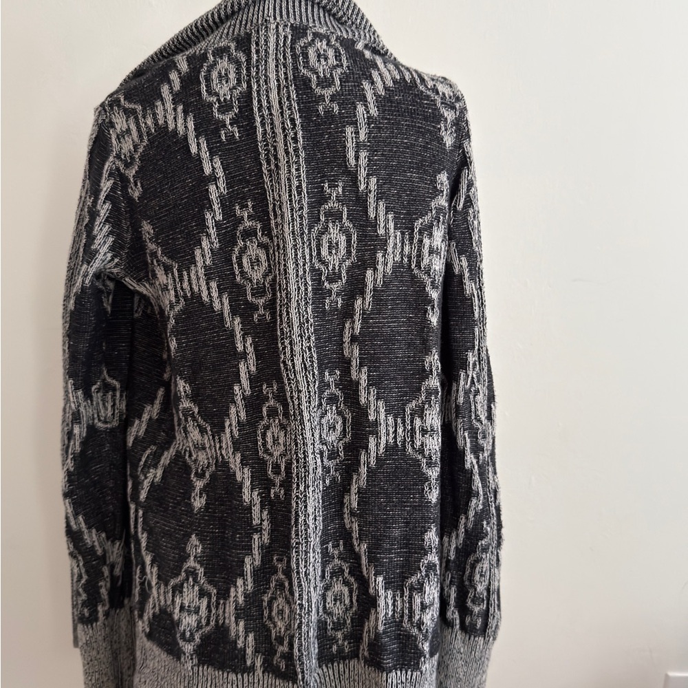 Anthropologie + Ecote Women’s Sweater iGray/ Black Ikat. Open Cardigan- Small - Picture 9 of 13
